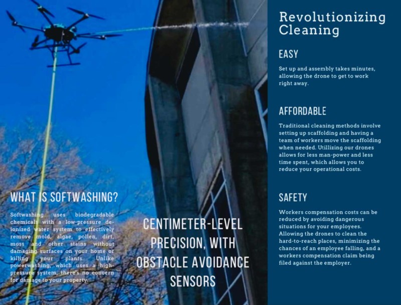 Soft Washing Drones Safely Clean High Buildings Without Touching the
